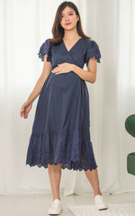 Anna Flutter Nursing Dress in Midnight Blue