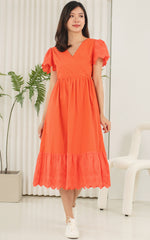 Anna Flutter Nursing Dress in Orange