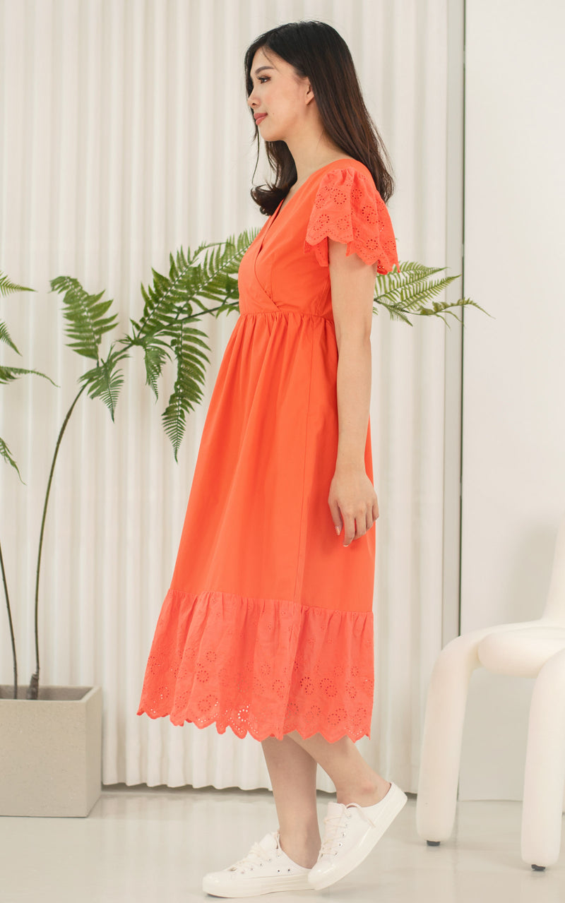 Anna Flutter Nursing Dress in Orange