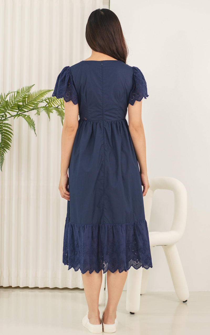 Anna Flutter Nursing Dress in Midnight Blue