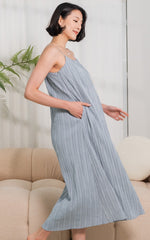 Journee Crinkle Nursing Dress in Muted Blue