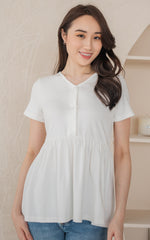 Kaylani Peplum Nursing Top in Cream