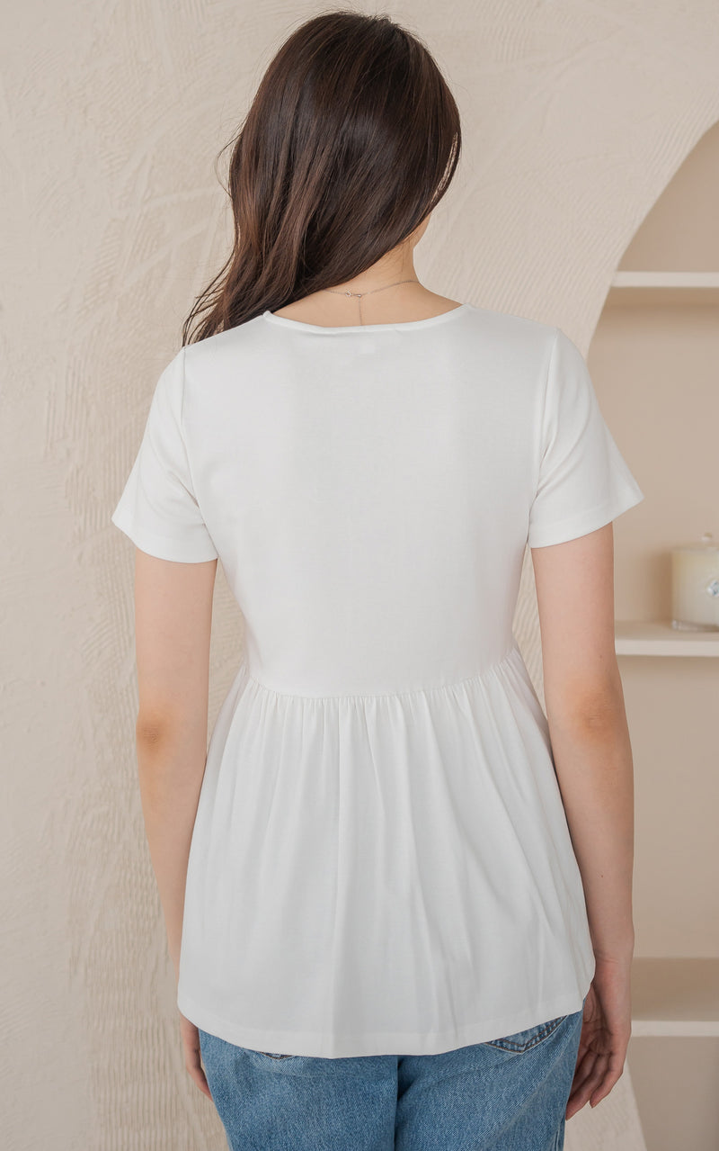 Kaylani Peplum Nursing Top in Cream