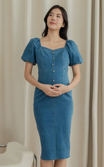 Kaylee Bodycon Nursing Dress in Dark Denim