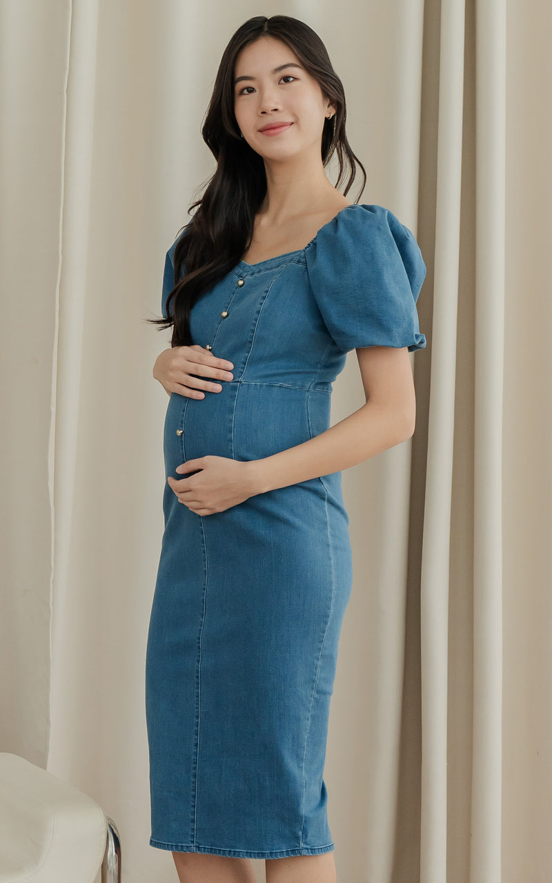 Kaylee Bodycon Nursing Dress in Dark Denim