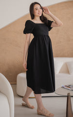 Kimberly Creased Nursing Dress in Black