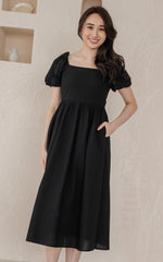 Kimberly Creased Nursing Dress in Black