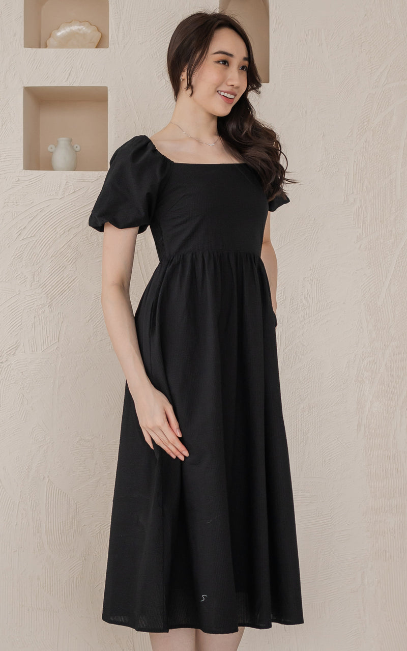 Kimberly Creased Nursing Dress in Black