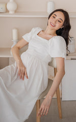 Kimberly Creased Nursing Dress in Cream