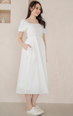 Kimberly Creased Nursing Dress in Cream