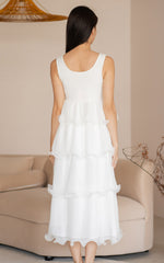 [BACKORDER] Lena Pleated Nursing Dress in White