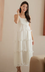 [BACKORDER] Lena Pleated Nursing Dress in White