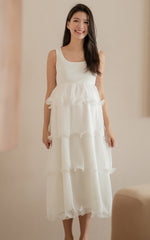 Lena Pleated Nursing Dress in White