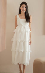 [BACKORDER] Lena Pleated Nursing Dress in White