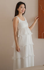 Lena Pleated Nursing Dress in White