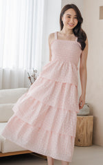 Lilith Tiered Floral Nursing Dress in Pink