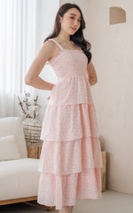 Lilith Tiered Floral Nursing Dress in Pink