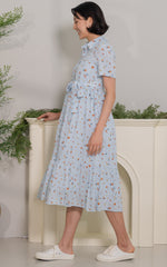 Norah Floral Nursing Dress in Blue