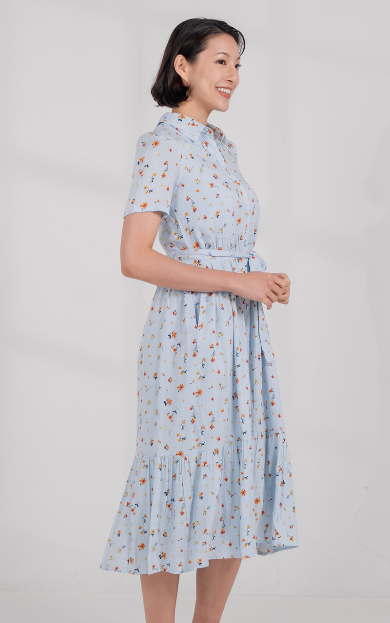 Norah Floral Nursing Dress in Blue