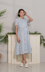 Norah Floral Nursing Dress in Blue