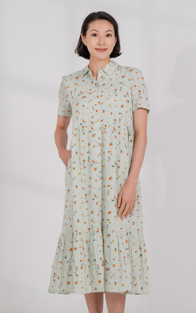 Norah Floral Nursing Dress in Green