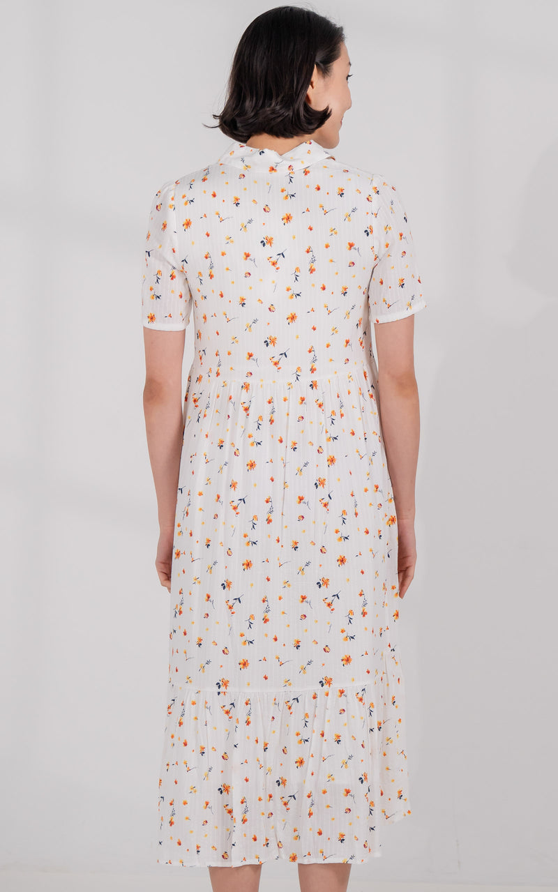 Norah Floral Nursing Dress in White