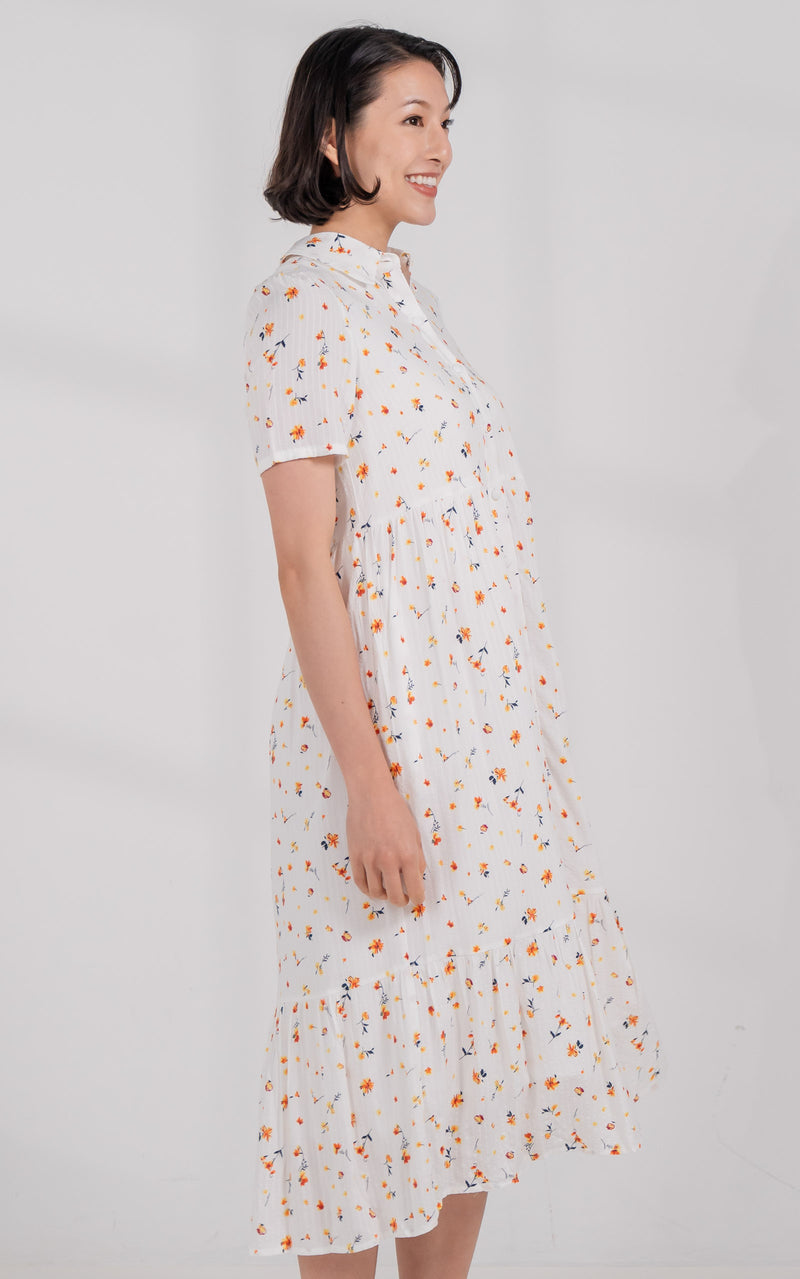 Norah Floral Nursing Dress in White