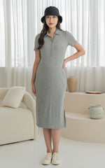 Parker Polo Nursing Dress in Grey