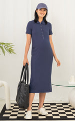 [BACKORDER] Parker Polo Nursing Dress in Navy