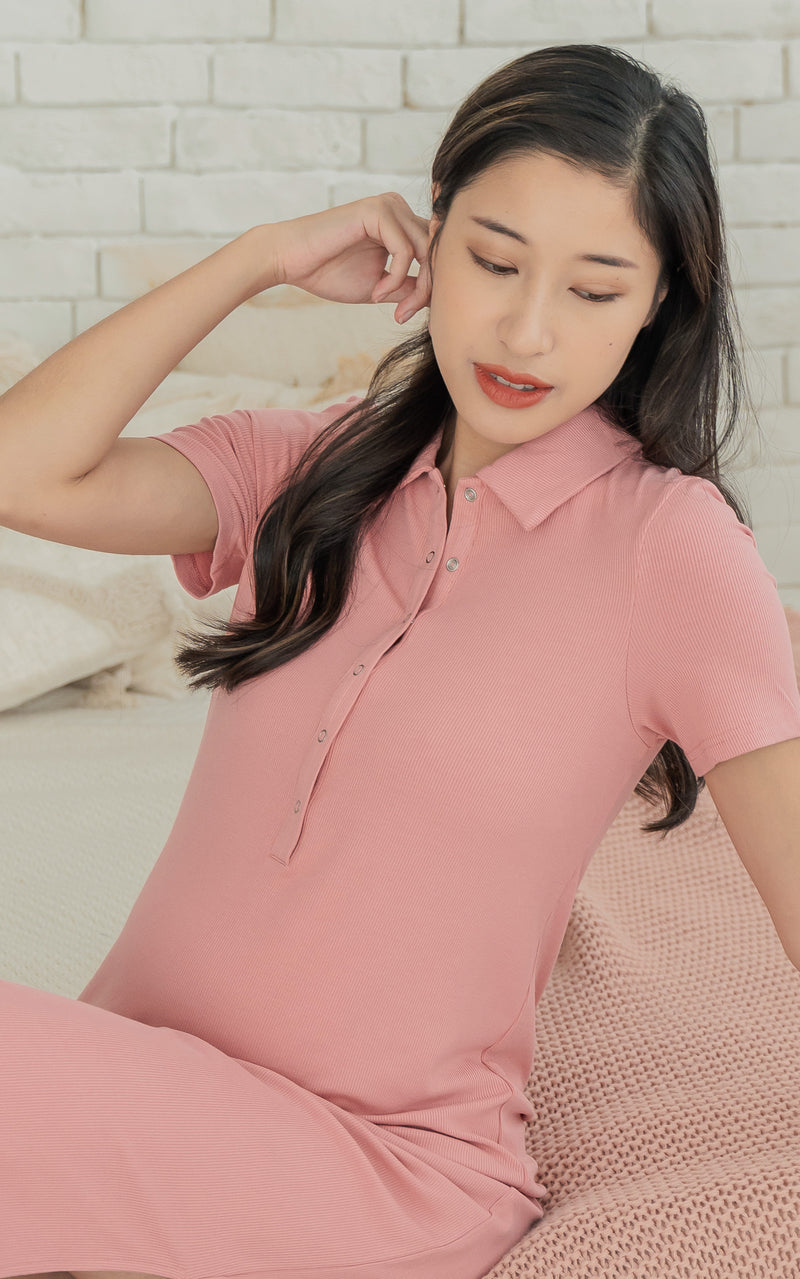 Parker Polo Nursing Dress in Rose