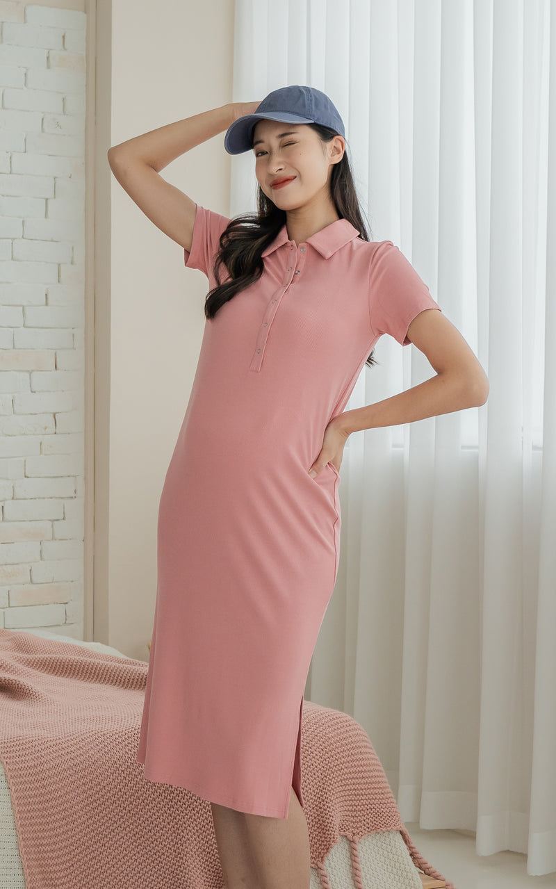 Parker Polo Nursing Dress in Rose