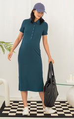 Parker Polo Nursing Dress in Teal