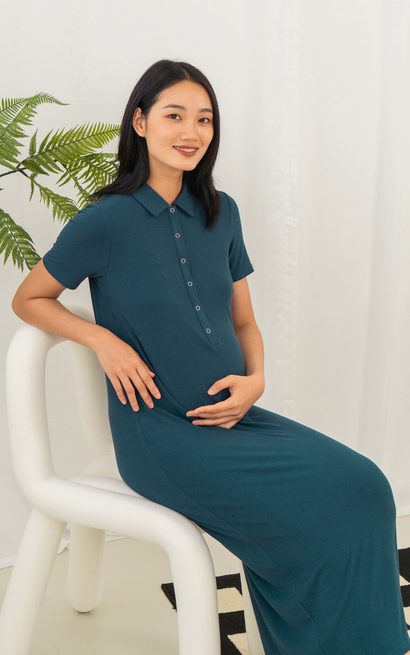 Parker Polo Nursing Dress in Teal