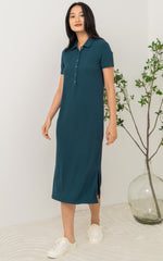 Parker Polo Nursing Dress in Teal