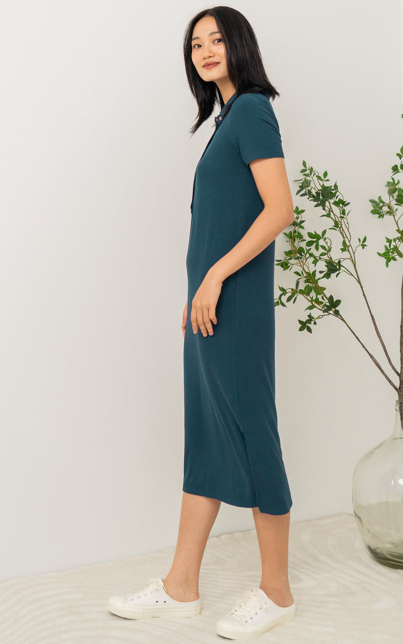 Parker Polo Nursing Dress in Teal