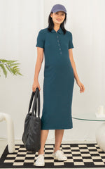 Parker Polo Nursing Dress in Teal