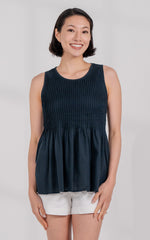 Presley Micro Pleated Nursing Top in Blue Green