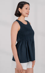 Presley Micro Pleated Nursing Top in Blue Green