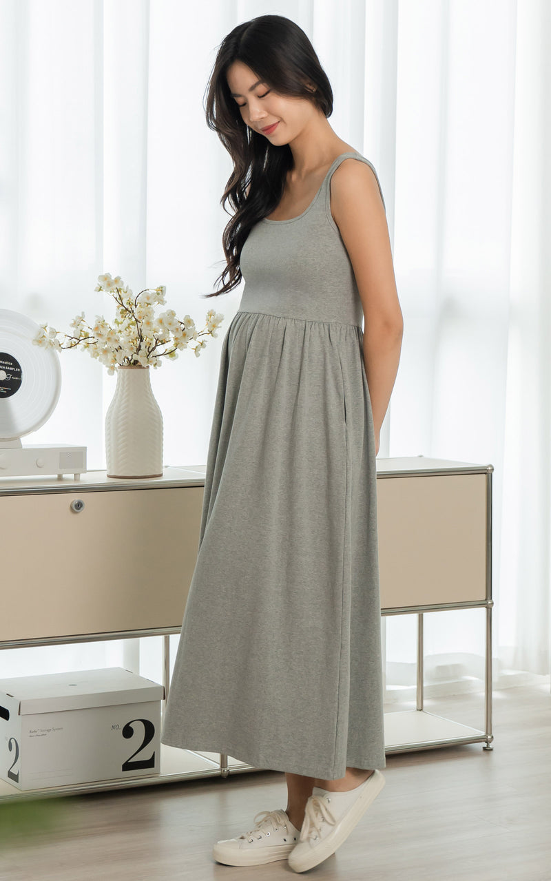 Rosalie Nursing Dress in Grey