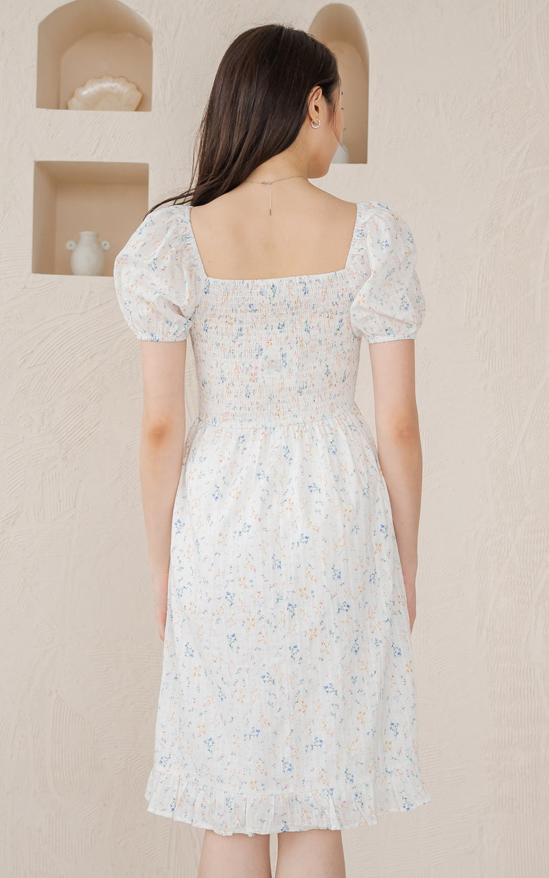 Rowane Floral Nursing Dress in White