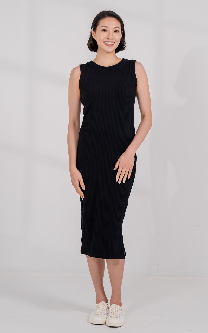 Selena Knitted Nursing Dress in Black