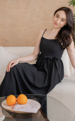 Stevie Ribbons Padded Nursing Dress in Black