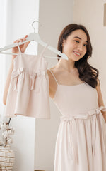 Stevie Ribbons Padded Nursing Dress in Cream