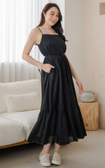 Tatum Maxi Padded Maternity Dress in Black