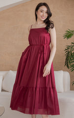 Tatum Maxi Padded Maternity Dress in Red