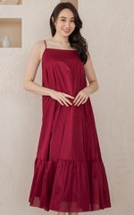 Tatum Maxi Padded Maternity Dress in Red