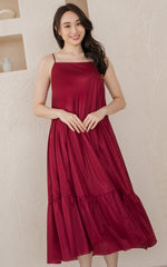 Tatum Maxi Padded Maternity Dress in Red