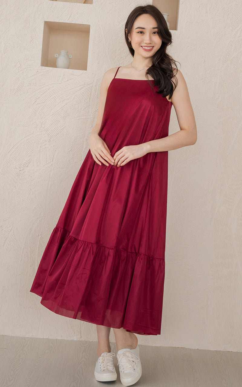 Tatum Maxi Padded Maternity Dress in Red