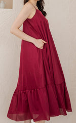 Tatum Maxi Padded Maternity Dress in Red