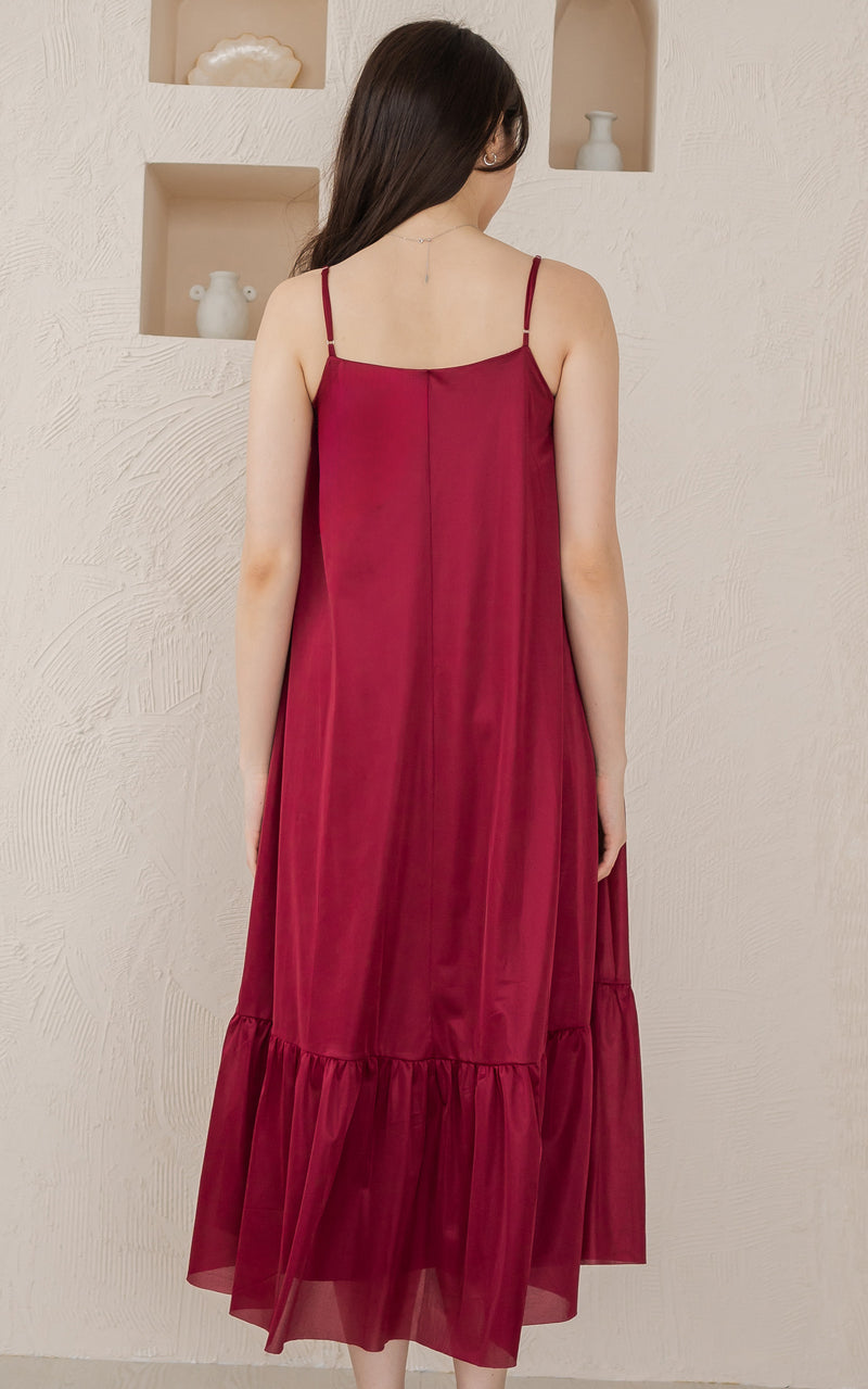 Tatum Maxi Padded Maternity Dress in Red